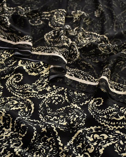 Premium Black Pure Georgette Unstitched Suit Set with Printed Dupatta