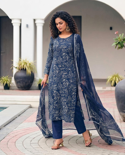 Pure Georgette Unstitched Suit Set with Printed Dupatta