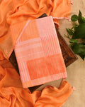 Pure Linen Unstitched Suit  Set with Mul Chanderi Dupatta