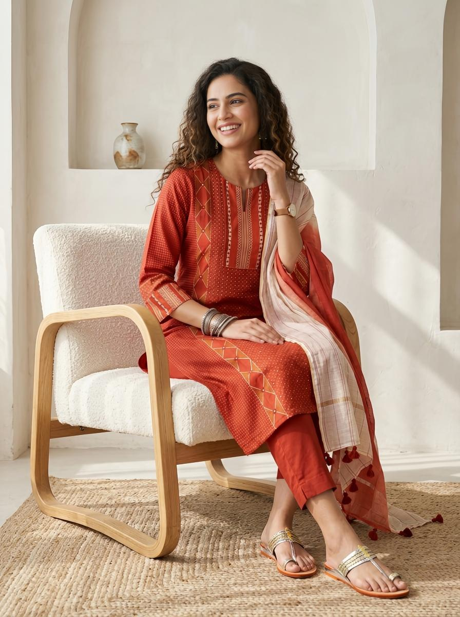 Chanderi Silk Readymade Suit Set
