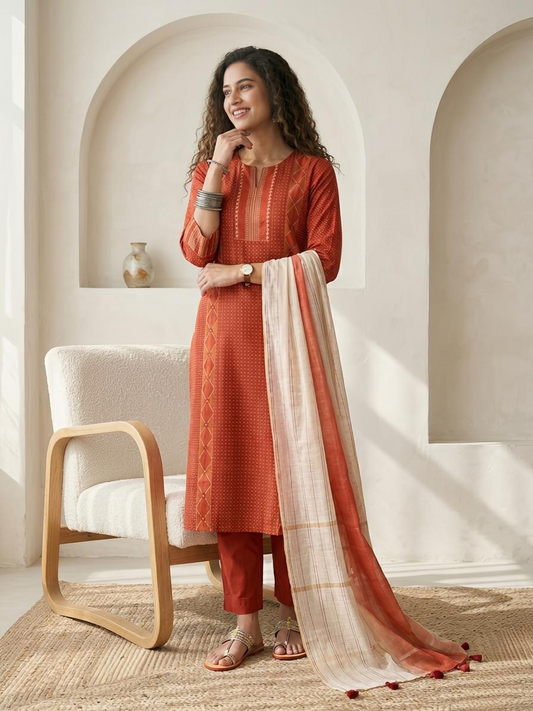 Chanderi Silk Readymade Suit Set