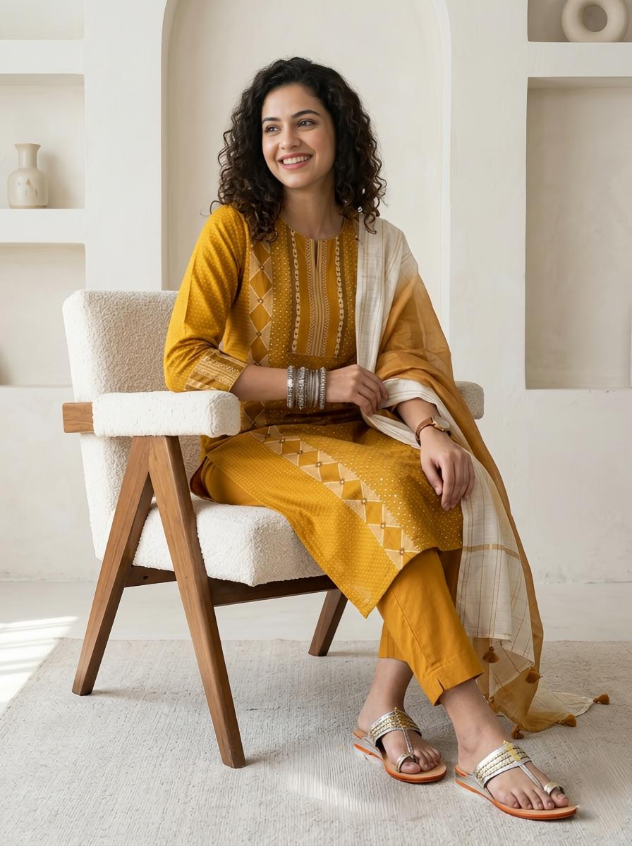 Chanderi Silk Readymade Suit Set