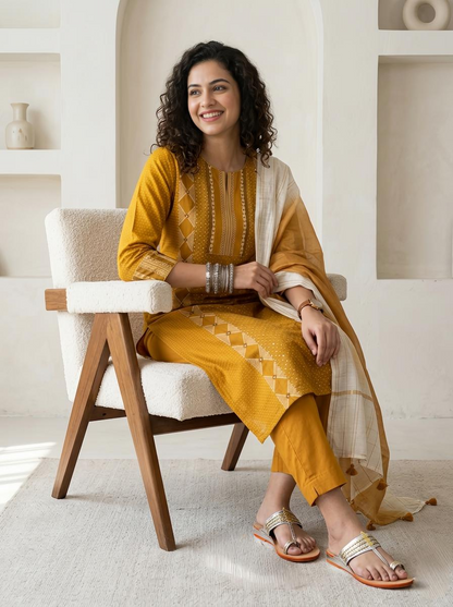 Chanderi Silk Readymade Suit Set