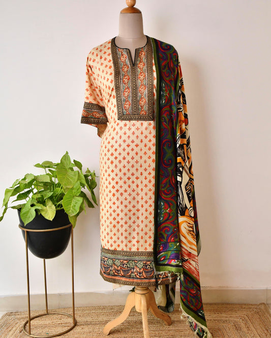 Pashmina Unstitched Suit with Artistic Dupatta