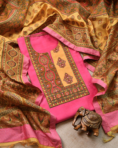 Pure Maheshwari silk  Unstitched Suit