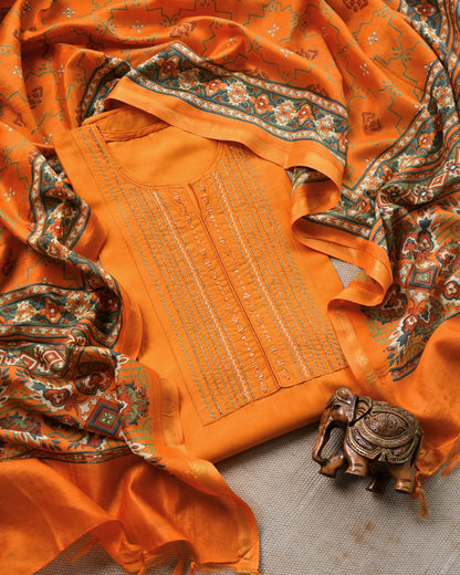 Pure Maheshwari silk  Unstitched Suit