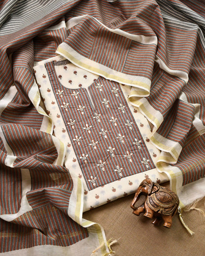 Pure Maheshwari silk  Unstitched Suit