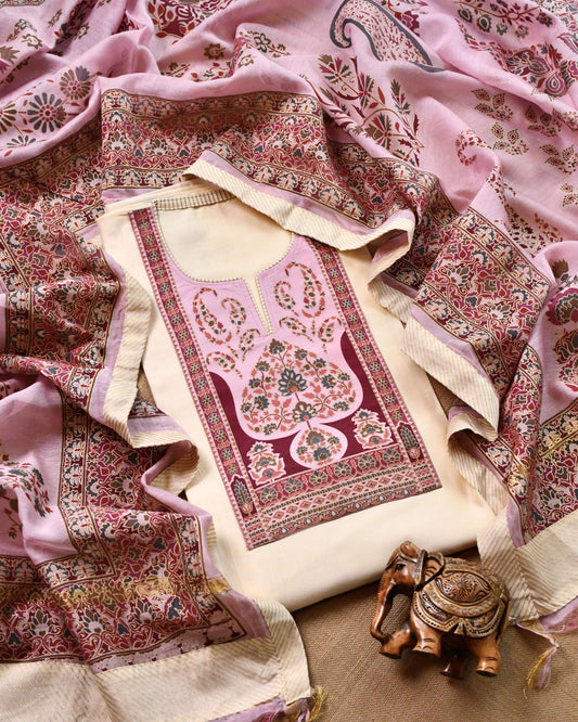 Pure Maheshwari silk  Unstitched Suit