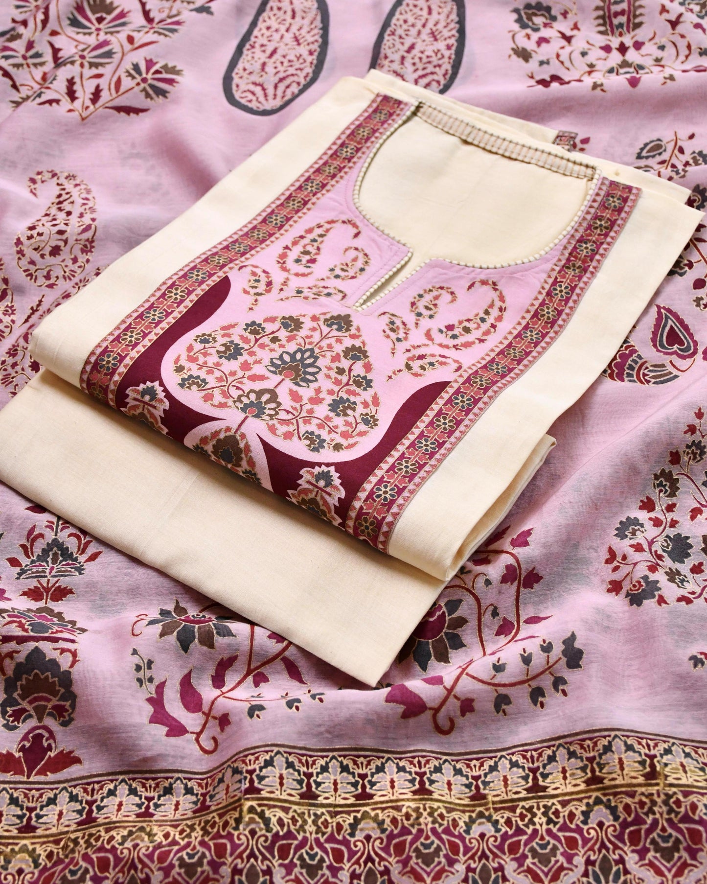 Pure Maheshwari silk  Unstitched Suit