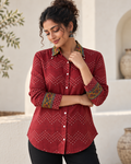 Regular Fit  Bandhej / Kalamkari Print Modal Silk Shirt