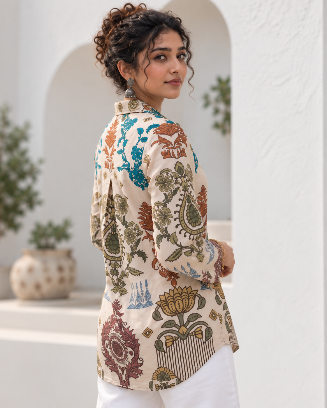 Regular  Fit Premium Crepe Ajrakh Printed Shirt