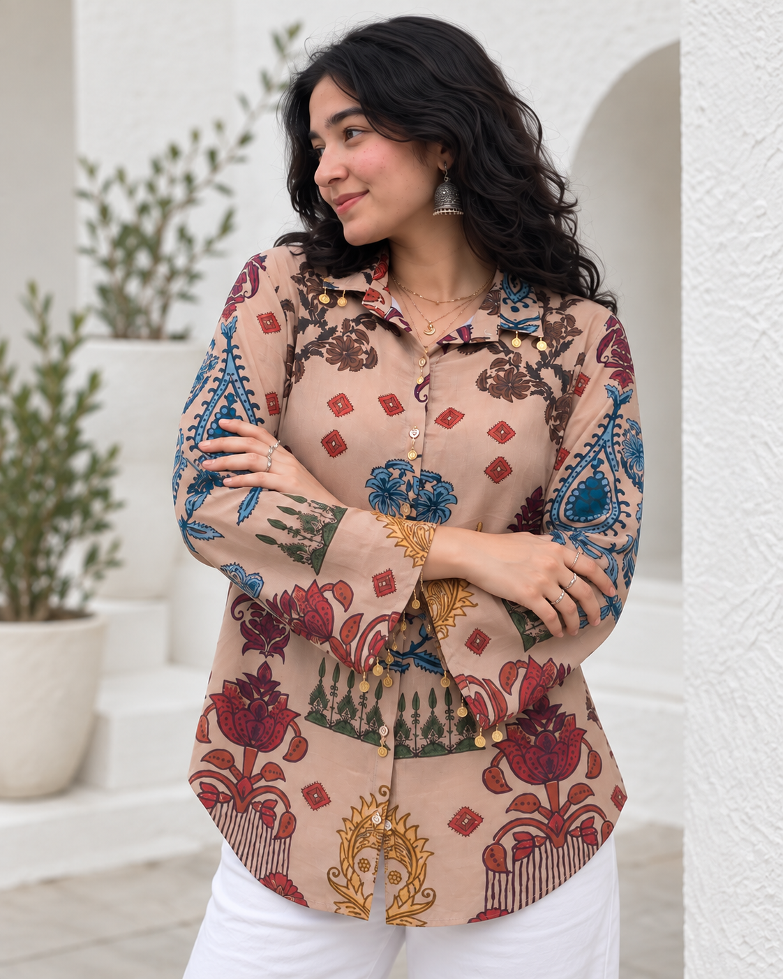 Regular Fit Premium Crepe Ajrakh Printed Shirt