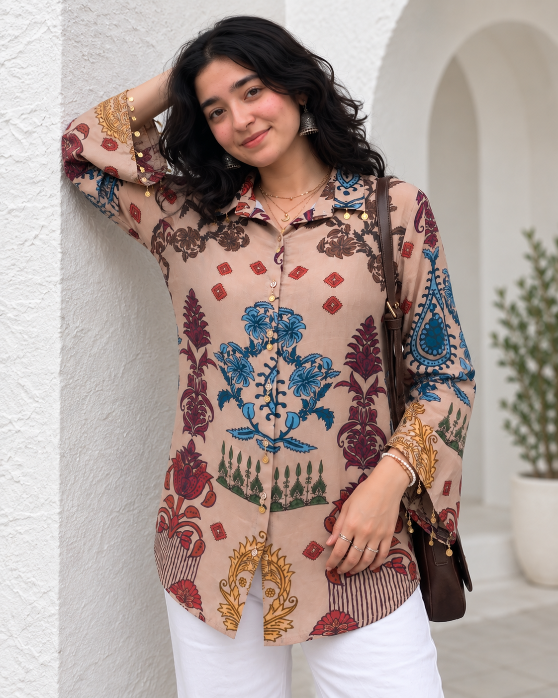 Regular Fit Premium Crepe Ajrakh Printed Shirt